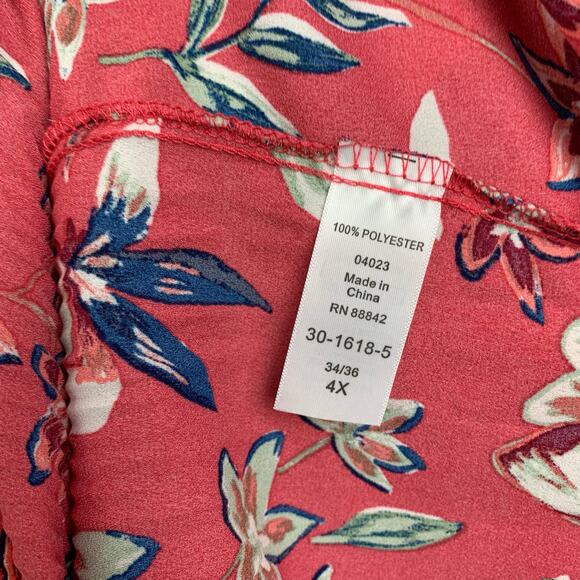 Only Necessities Blouse Top Short Sleeve Pink Floral Women’s 34/36 4X - Picture 10 of 10
